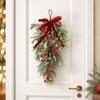 Pine Needles Artificial Christmas Wreath Teardrop Shape Christmas Hanging Decor  Party Decoration