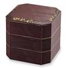 Yamanaka Burnt Size with Tamari Sakura Lacquerware, Cedar, Three-Tiered Box, 6.0, Finish, M12472-9