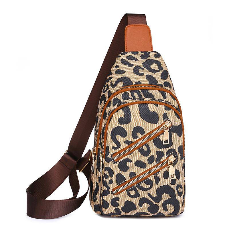 Fashion Leopard Print Soft Leather Women's Chest Bag