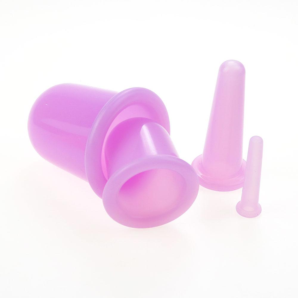 4-teiliges Silikon-Vakuum-Schröpfset, Schröpfgläser, Dosen, Saugnapftherapie, Rücken- und Körperentgiftungsmassage, Anti-Cellulite