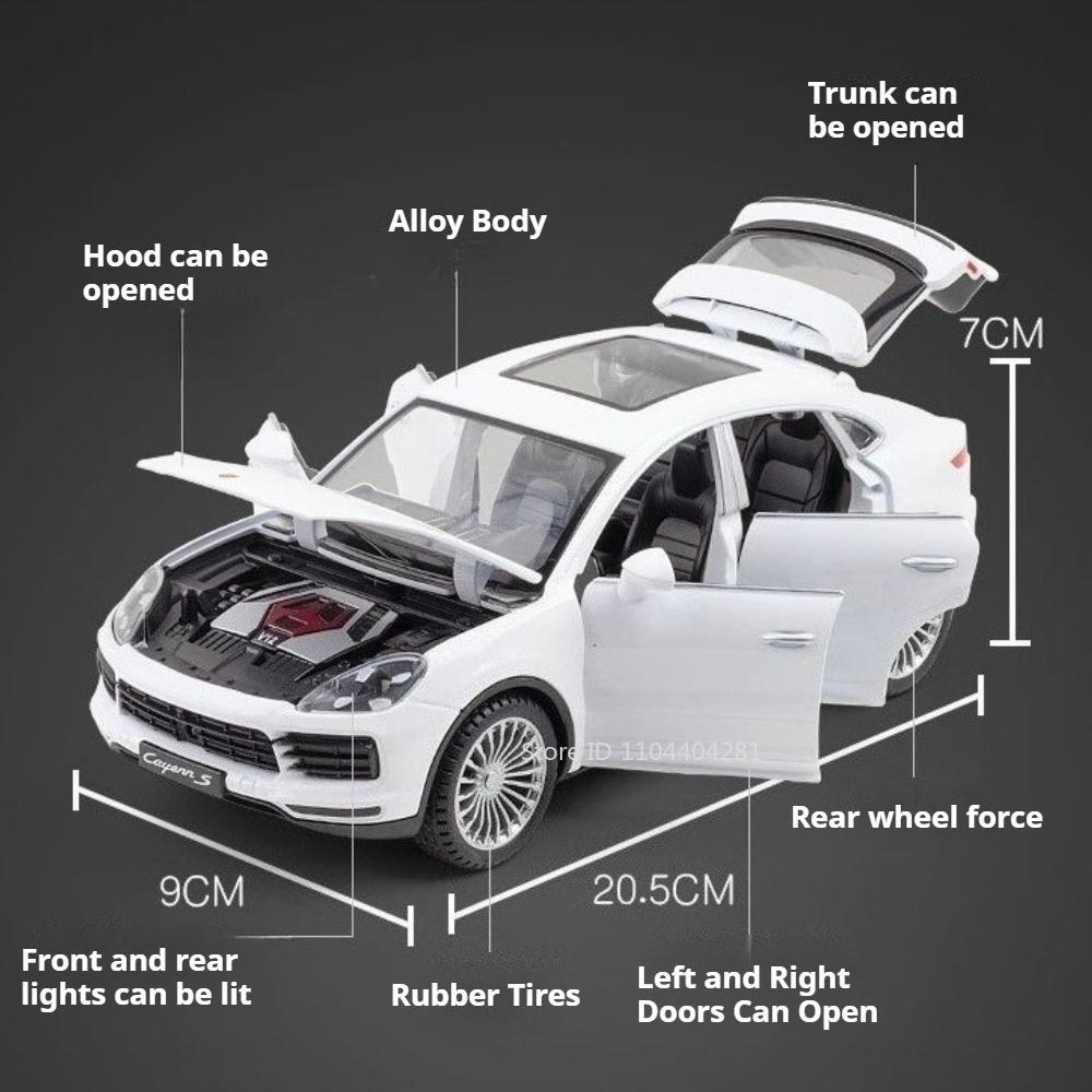 1:24 911 GT3 RS Cayenne S Model Toys Diecast Alloy Sportscar Doors Opened Sound Light Pull Back Vehices Children's Holiday Gifts