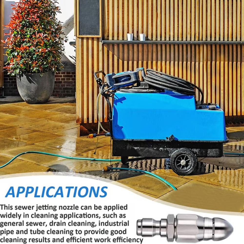 1 Pcs High-Pressure Stainless Steel Sewer Jet Nozzle Set For Effective Pipe Cleaning Pipeline Cleaning Rotary Nozzle