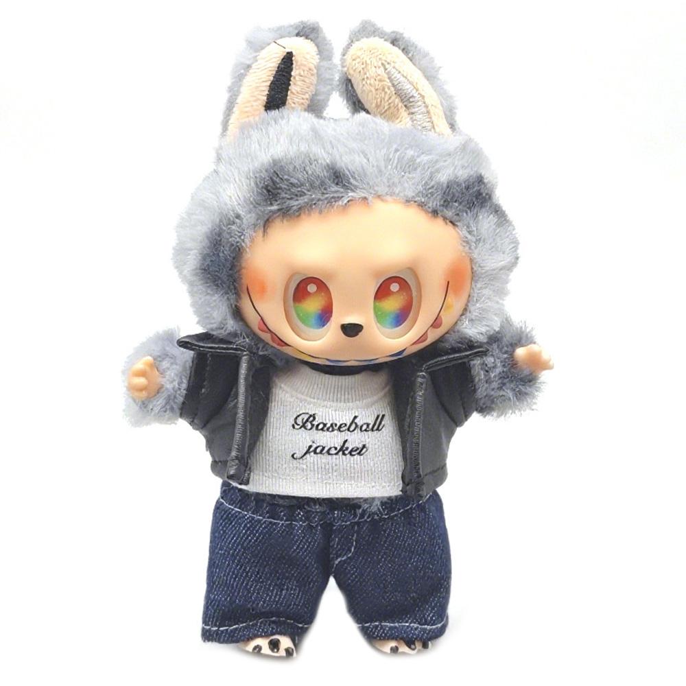

3Pcs/Set For Labubu Gen 1/2/3 17cm Collectible Figurines T Shirt + Jacket + Jeans Mini Doll Changeable Costume