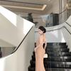 Fashion and sexy neck open shoulder waist pleated women's clothing summer pleated waist high-end light luxury medium and long dress