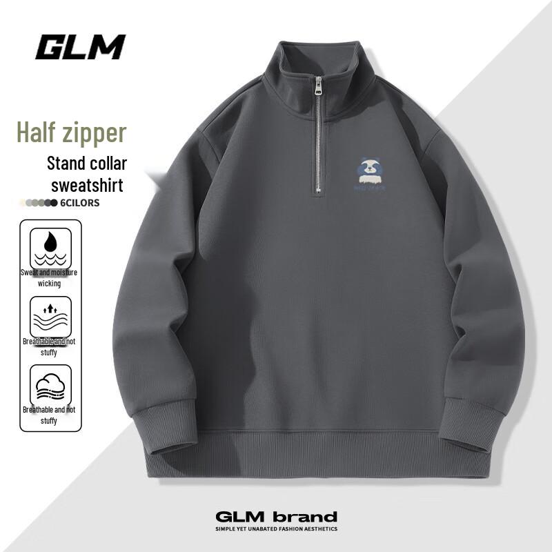 

GLM Men s Loose-Fit Stand-Collar Pullover Sweatshirt
