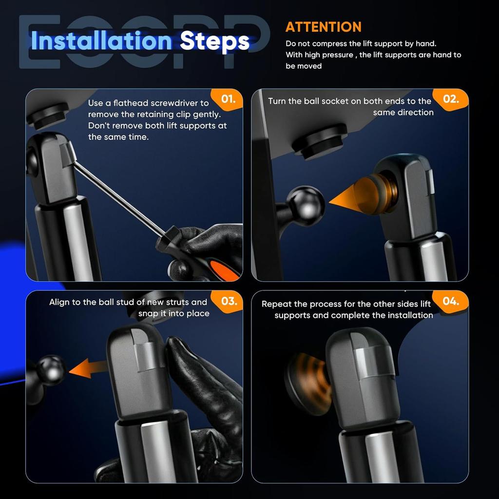 ECCPP Lift Support Window Glass Replacement Struts Gas Springs Fit for Ford Escape 2001-2007,for Mercury Mariner 2005-2007 Set of 2