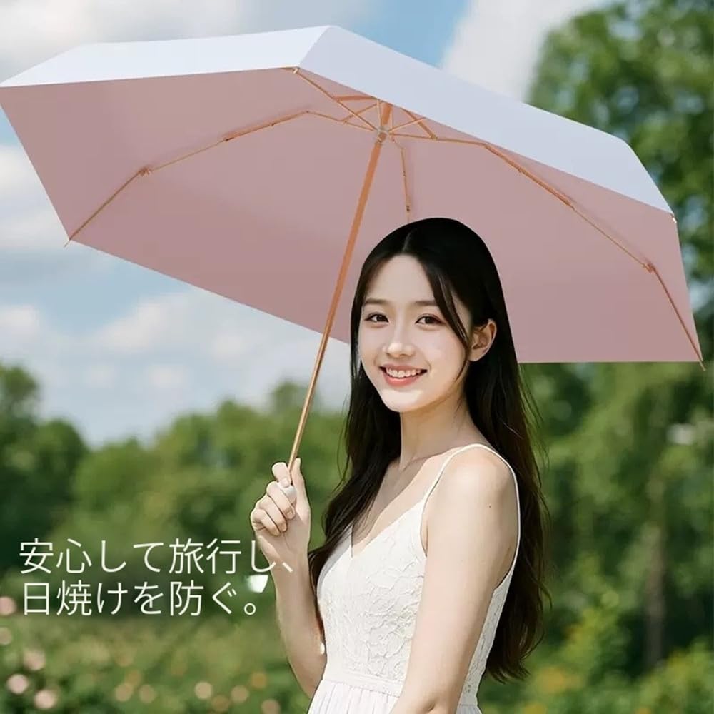 Folding Sun UV Cute Small Folding Suitable for Sunny and Rainy Complete Sun Perfect for Adults and Convenient To Comes with Storage Pouch Umbrella,