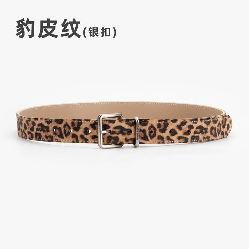 First Layer Cowhide Leopard Print Leather Belt Women'S Pin Buckle High Texture Simple Jeans Niche Belt Women