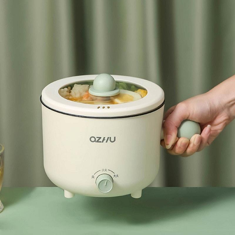 1.8L Dormitory Noodle Cooker Portable Mini Electric Hot Pot 2 Gear Non-stick Rice Cooker Multi-functional Electric Cooking Pot