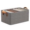 Houndstooth Foldable Quilt Storage Box with Lid - Large Wardrobe Bin for Clothes & Pants.