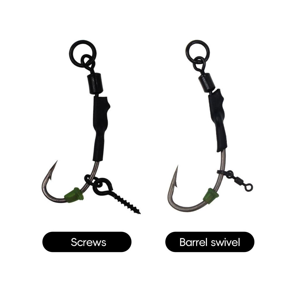 4Pcs Carp Fishing Rig Hook with Antitangle Sleeve, Carp Fishing Ronnie Rig Hook Baits Stoppers Baits Screws Terminals Tackle