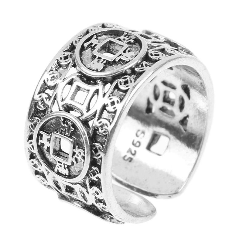 

Vintage Ethnic Style Five Emperors Money Coin Rings For Men And Women Good Lucky Adjustable Finger Ring Jewelry Gifts Open Ring срібний