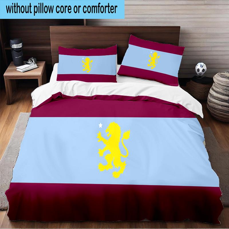 Football Villa Design 3PCS Print Bedding Set, Includes A Duvet Cover and Two Pillowcases for Bedroom, Dormitory, Suitable for All Seasons