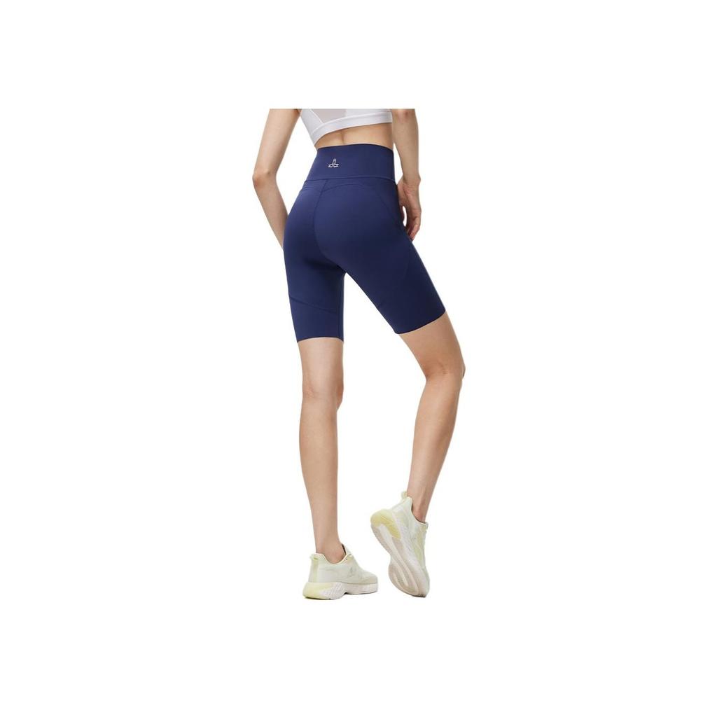 Li Ning Fitness Series Solid Color Outdoor Casual Slim Fit Sports Shorts Women Shorts Deep-Navy-Blue AUSU046-3