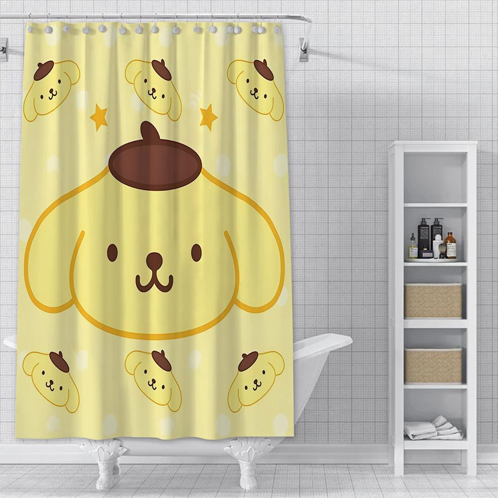 Cute Cartoon P-Pom Pom Purin Shower Curtain Waterproof Polyester Fabric Paint Colorful Bath Curtains Curtain With Hook