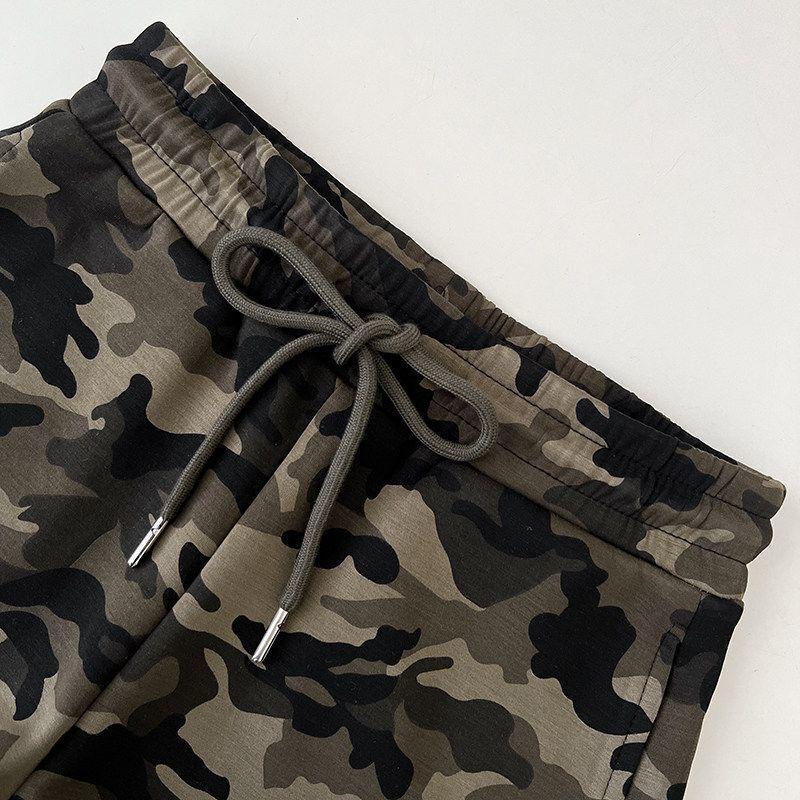 Pantaloncini Corti Caldi da Donna American Spicy Girl Camouflage Coulisse Vita Elastica Gamba Larga Linea A