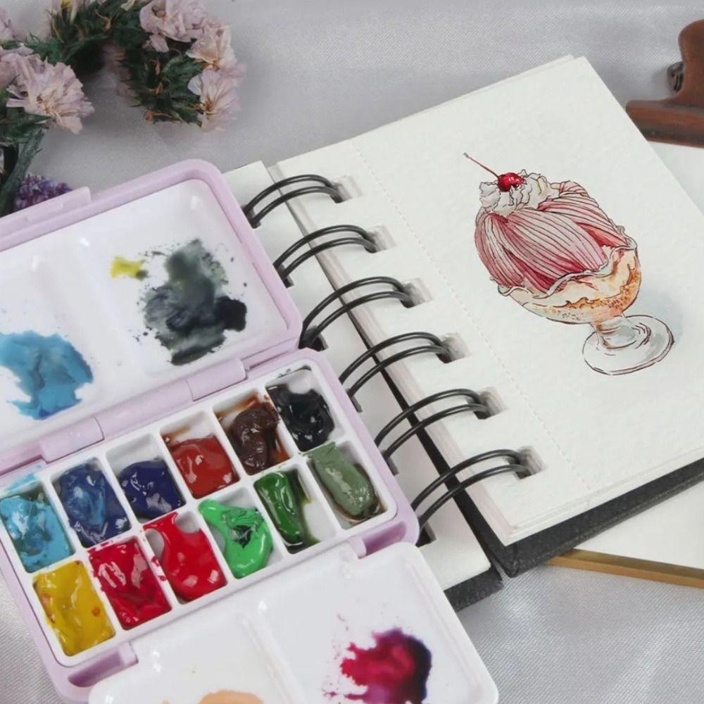 

Palette Travel Plastic Painting Box Mini Portable Pigment Box Trendy Watercolor Paint Subpackage фіолетовий