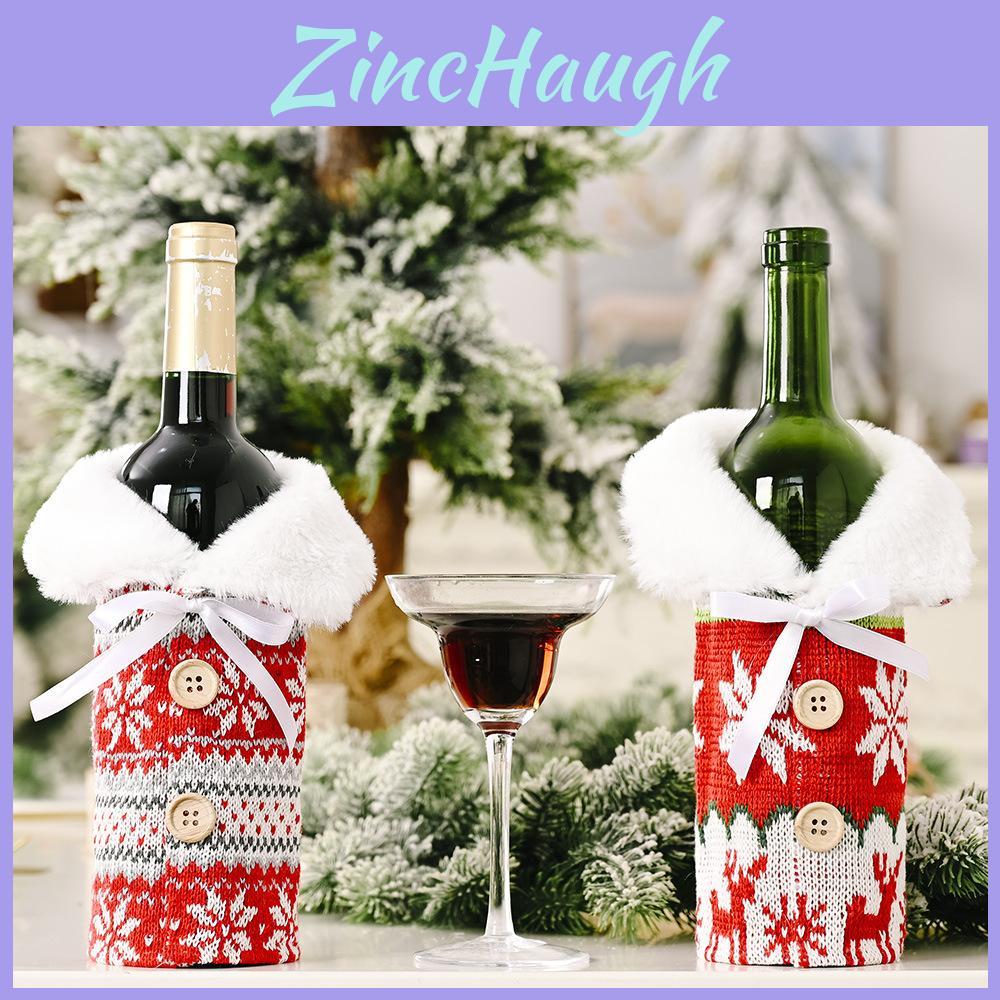 Elegant Knitted Snowflake Bottle Sleeve For Christmas Wine And Champagne Gifts