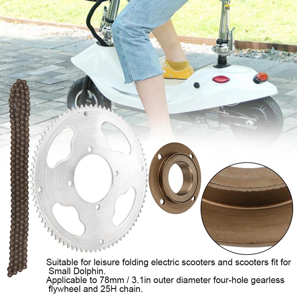 25H Chain Set FourHole Crankset Gearless Flywheel 146Link Chain for Electric Scooters