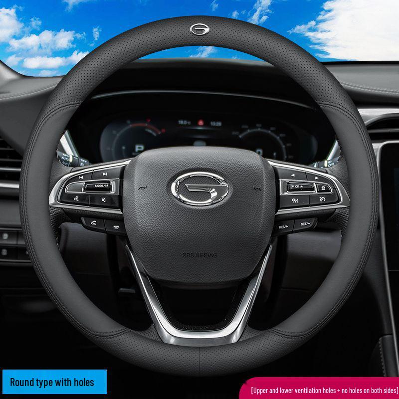Genuine Leather Steering Wheel Cover for GAC Trumpchi: GS4, GS3, GA6, M6, M8, GS8, GS5, GA4, AION V/S, Me580
