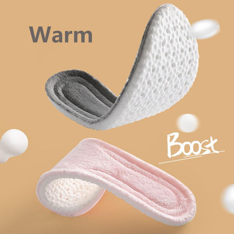 1 Pair High Elasticity Padded Warm Insoles for Men Women Shock Absorbing Latex Insoles Warm Insoles for Fall and Winter Sports Insoles