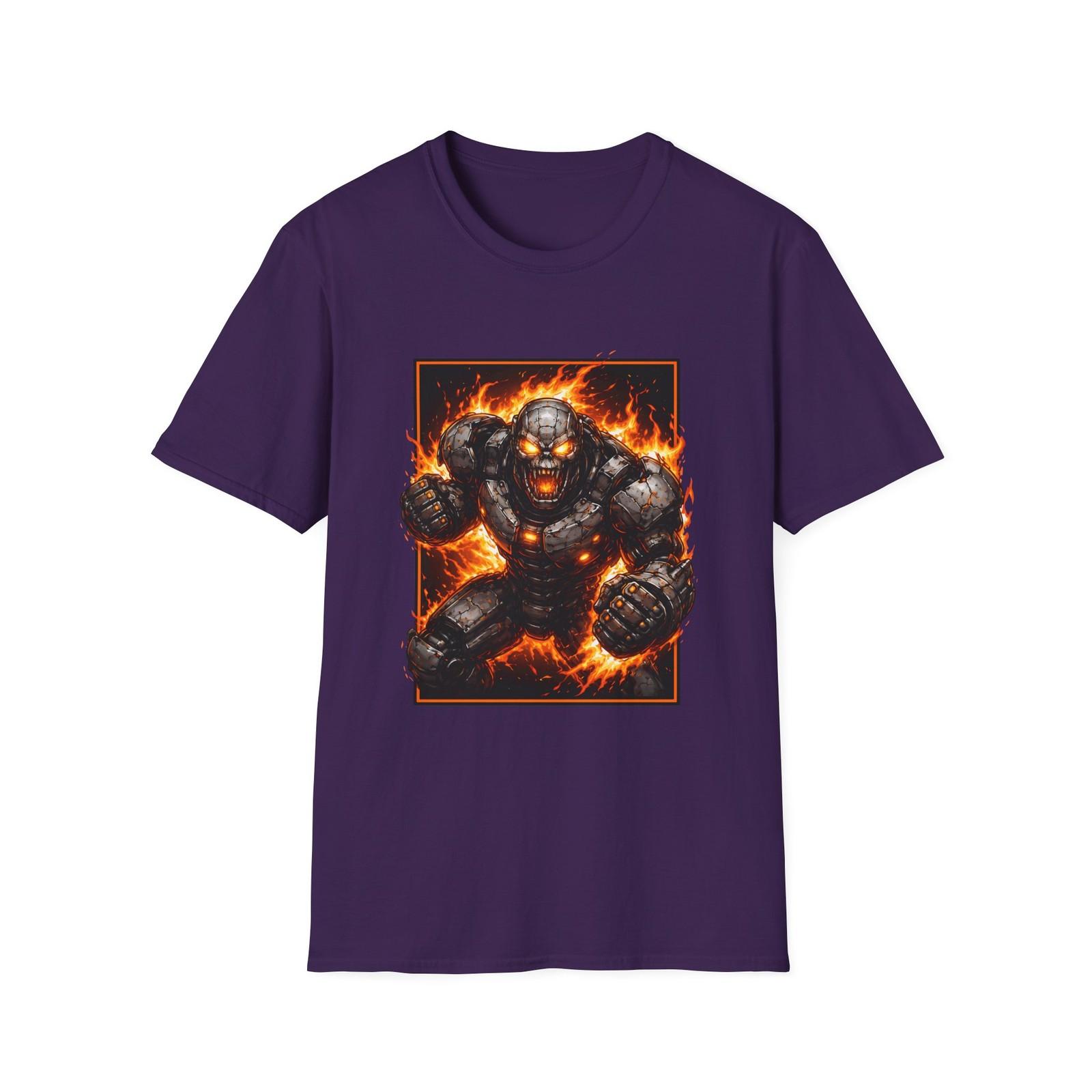 Unisex Softstyle T-Shirt Robot Rage Fury Orange Metal Angry Machine Tech Sci Fi S