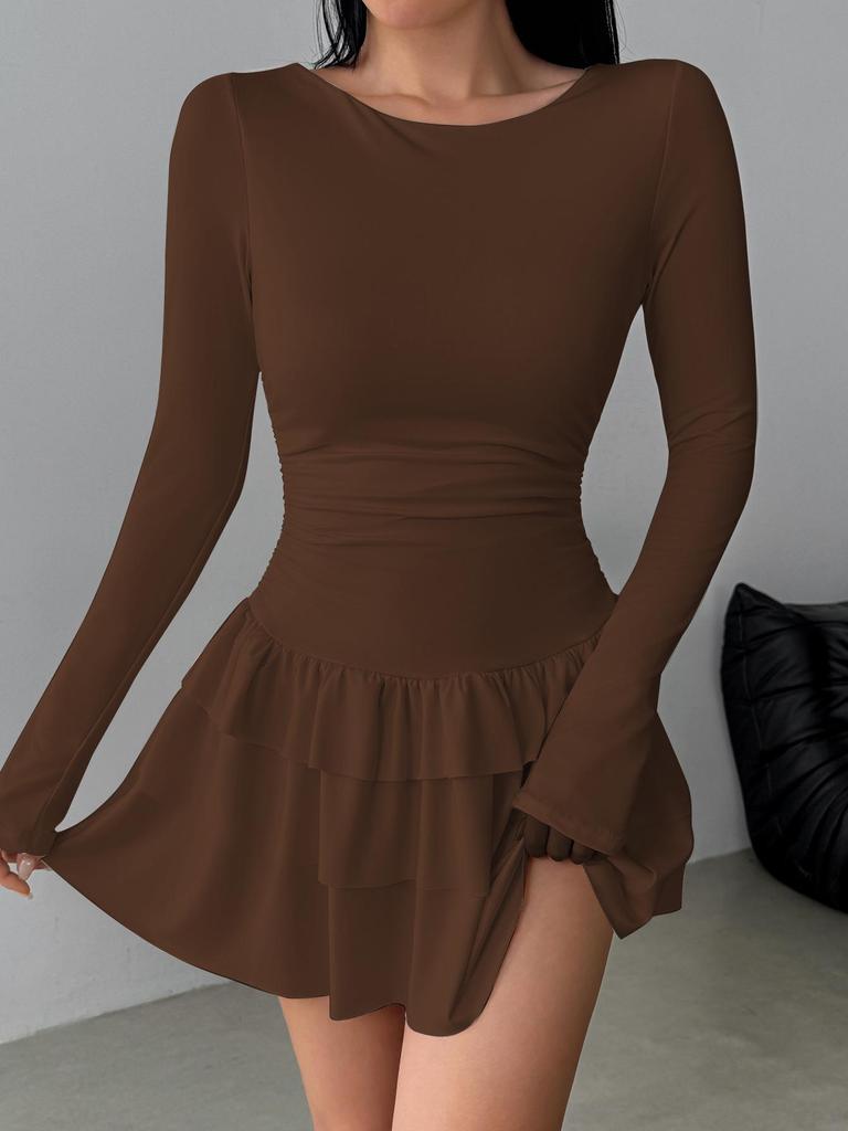 Vestido Europeo y Americano Adelgazante para Mujer de Manga Larga Otoño/Invierno
