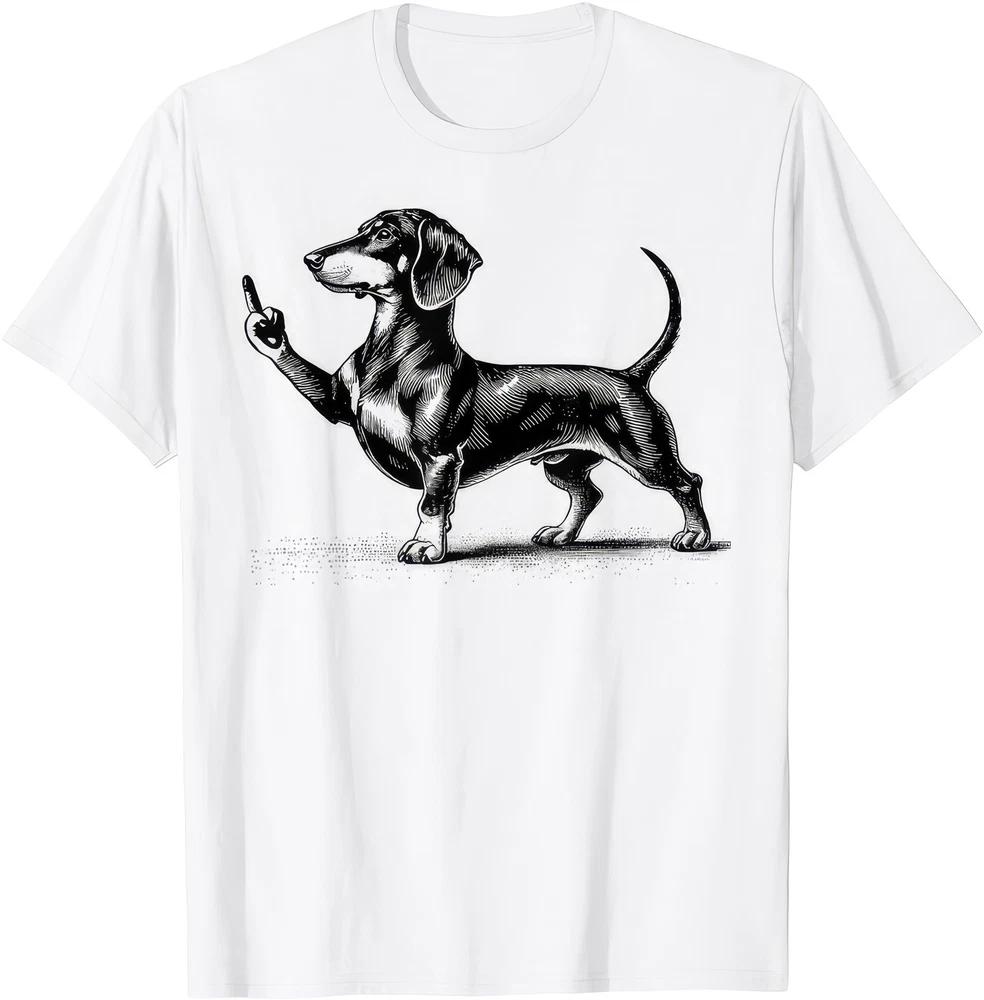 Funny Dachshund Middle Finger Meme Dog Graphic T Shirt Sarcastic Gift S