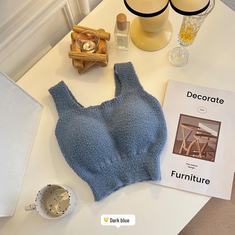 Integrated Lamb Plush Camisole Vest with Chest Pads - Warm Bra-Free Layer for Fall & Winter