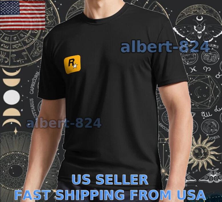 НОВАЯ ФУТБОЛКА LOGO ROCKSTARGAMES Футболка СМЕШНАЯ АМЕРИКАНСКИЙ РАЗМЕР ОТ S ДО 5XL S
