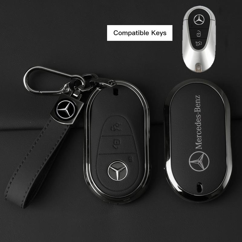 GLC GLB Car Remote Keyshell Cover Zinc Alloy Leather Key Case Accessories For Mercedes Benz AMG W177 W176 X166 X167 C257 C218 X