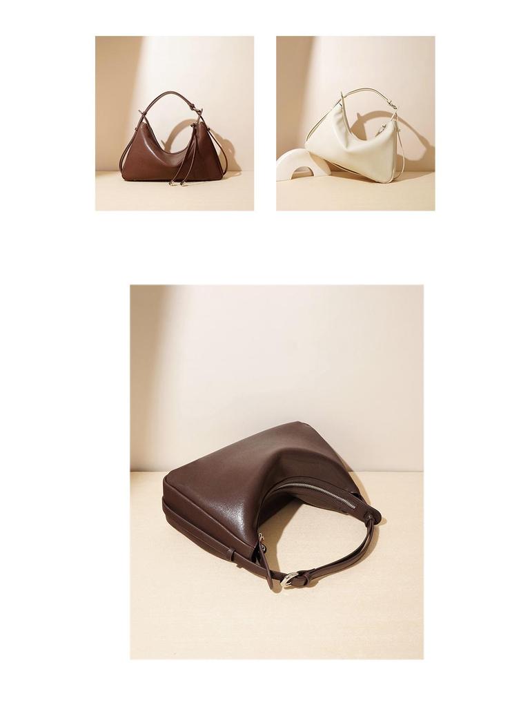 Women's Trendy 2025 Genuine Leather Crescent Crossbody Shoulder Bag