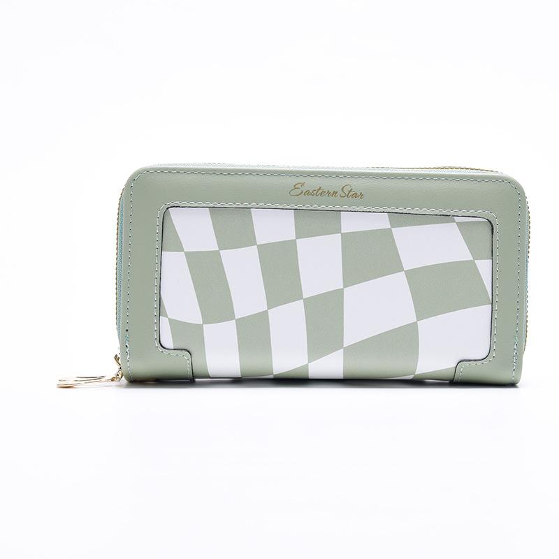 

New women s wallet, long double zipper, multi-card position, large capacity clutch bag, wallet and wallet. зелений