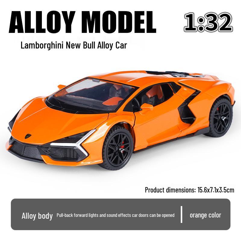 1:32 Lamborghini Revuelto Sports Car Model - Alloy, Scissor Doors, Sound & Light, Pull-back Simulation.