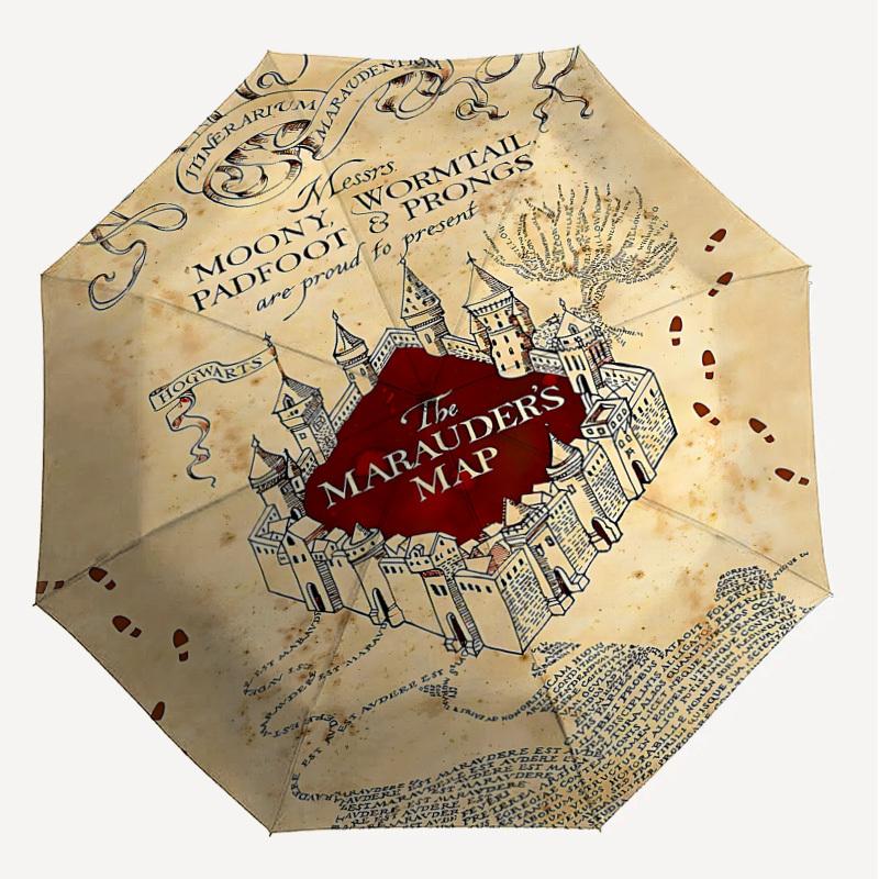 1PC MARAUDER'S MAP Umbrella-8-Rib Reinforced, Automatic Open, Lightweight & Durable, Cute Fashion Accessory for Outdoor, D2665