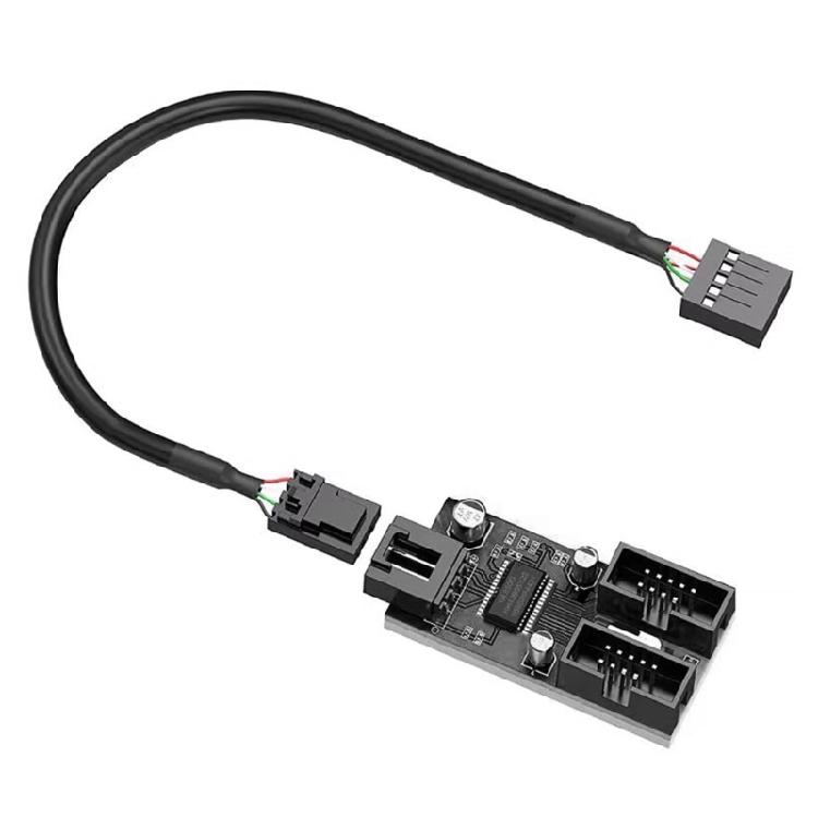 USB 2.0 9Pin Header Male to 2/4 9Pin Female Adapter Cable for Motherboards Internal Port Multiplication