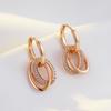 New Trendy  Rose Gold Hoop Earrings For Women Natural Zircon Geometry Pendant Vintage Bride Wedding Daily Jewelry