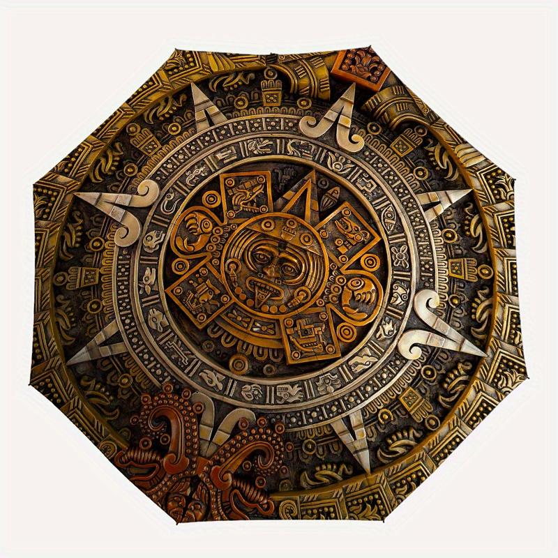 Mayan Calendar Wall Art Decorative PanelUmbrella, PortableFold Compact Umbrella for Men & Women Gift