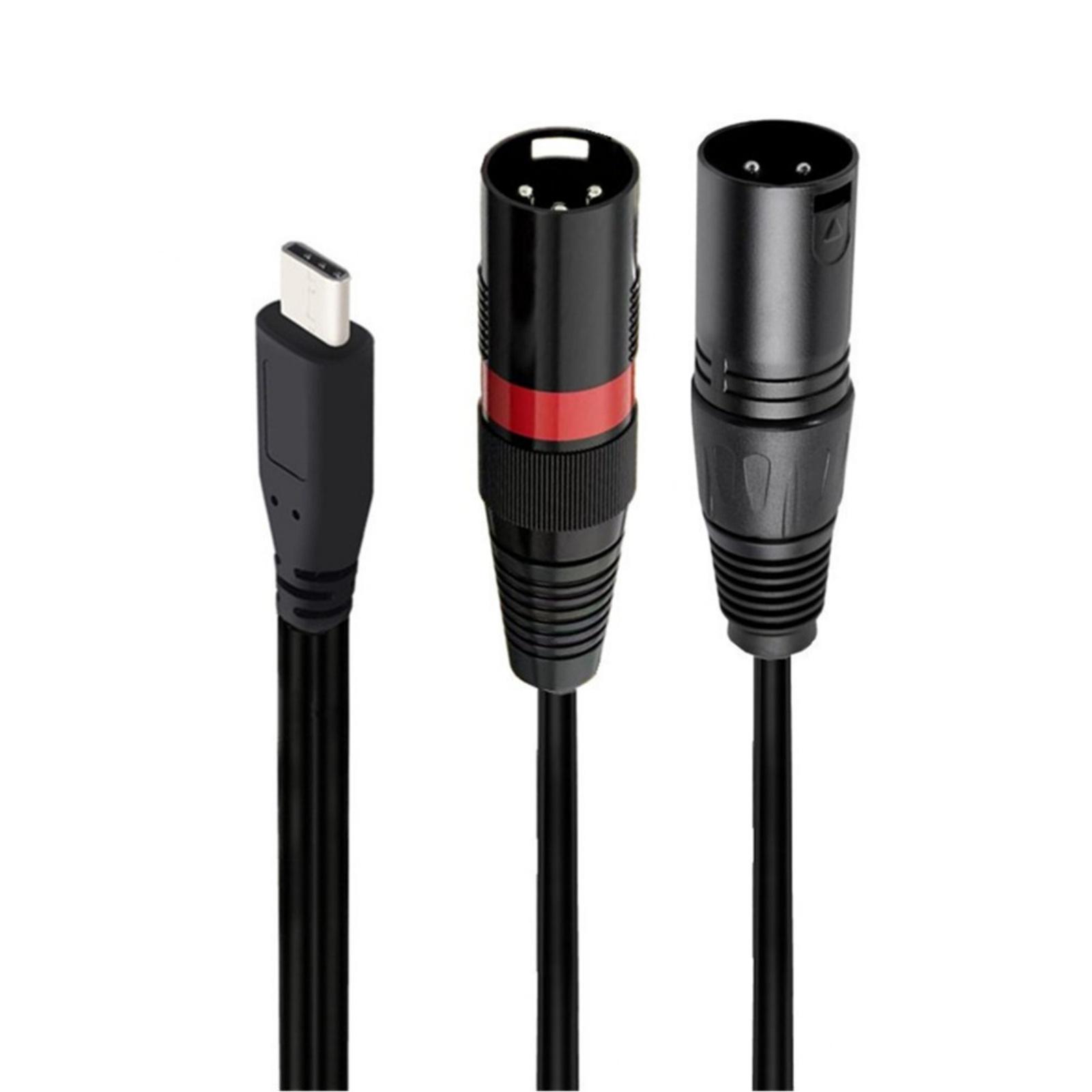 

Кабель USB C на двойной XLR 3-контактный, штекер XLR на USB C адаптер-конвертер для смартфонов, ноутбуков, совместимый с усилителями, микшерами