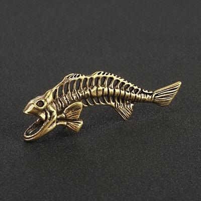Vintage Brass Fish Bone DIY Paracord Car Key Chain Pendant Rope Accessories Keyring Hanging