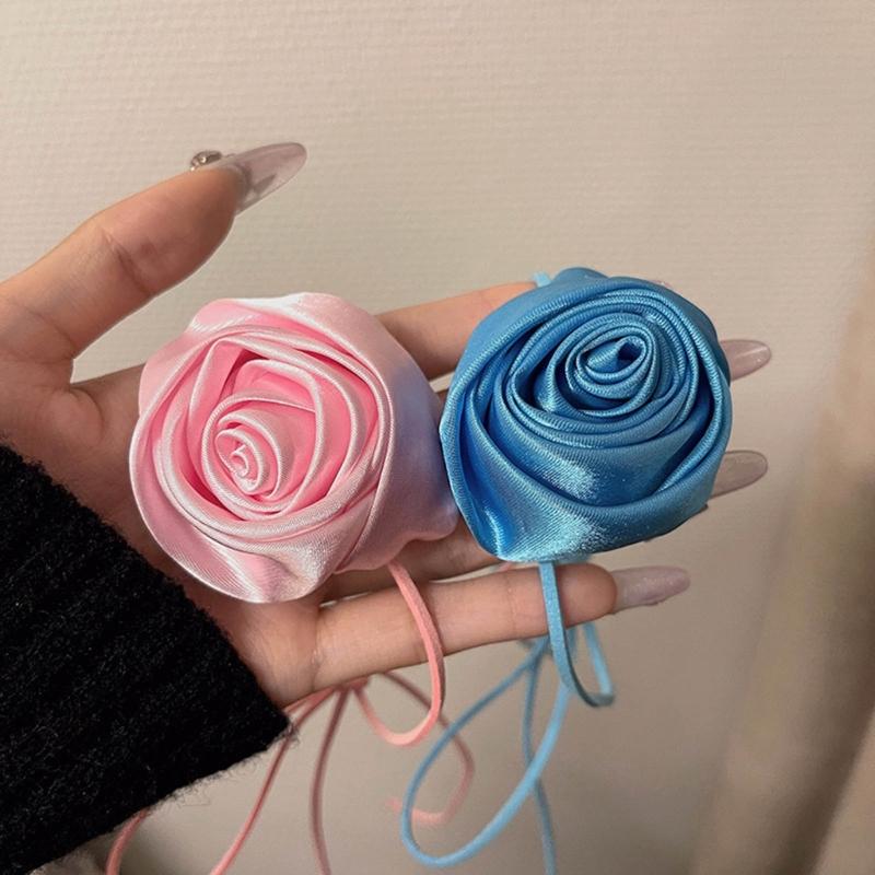 Stoffblumen-Halsketten Künstliche Rosenblumen-Choker Rosenblumen-Halsketten Hochzeitsschmuck Geschenk für Frauen Teenager Mädchen