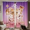 2pcs Coffee Girl 67 Element Print Perforated Blackout Curtain Multiple Sizes Living Room Bedroom Insulation Decoration
