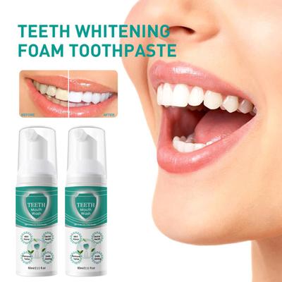 60ML Teeth Mouthwash Bad Breath Eliminating Dental Plaque Stain Removal Gums Oral Care Deep Cleaning Mints Flavor Tooth Whitening Liquid Foam