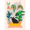 Watercolor Cute Kittens Potted Plant Canvas Print Cartoon Green Plants Animals Wall Art Postes for Modern Living Room Home Decor