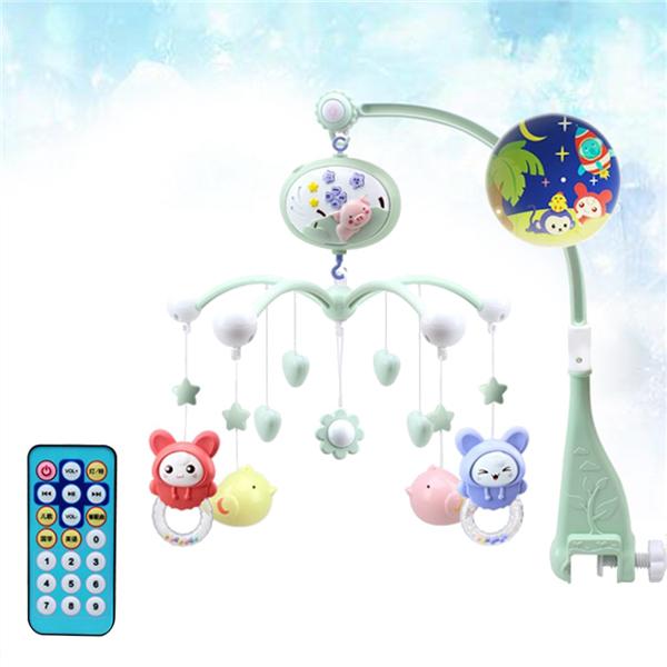 Musical Baby Crib Mobile Toy Bed Bell With Animal Rattles Projection Cartoon Early Learning Toys