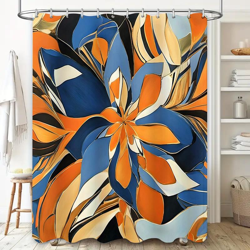 Modern Style Shower Curtain with Floral Design Waterproof Bathroom Decoration for Home Decor