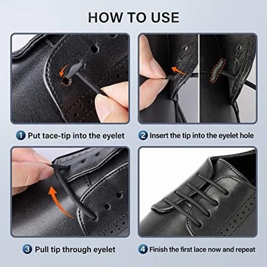 INMAKER Leather Shoes Laces No-tie Shoelaces Stretch Suitable Various Types Shoes.