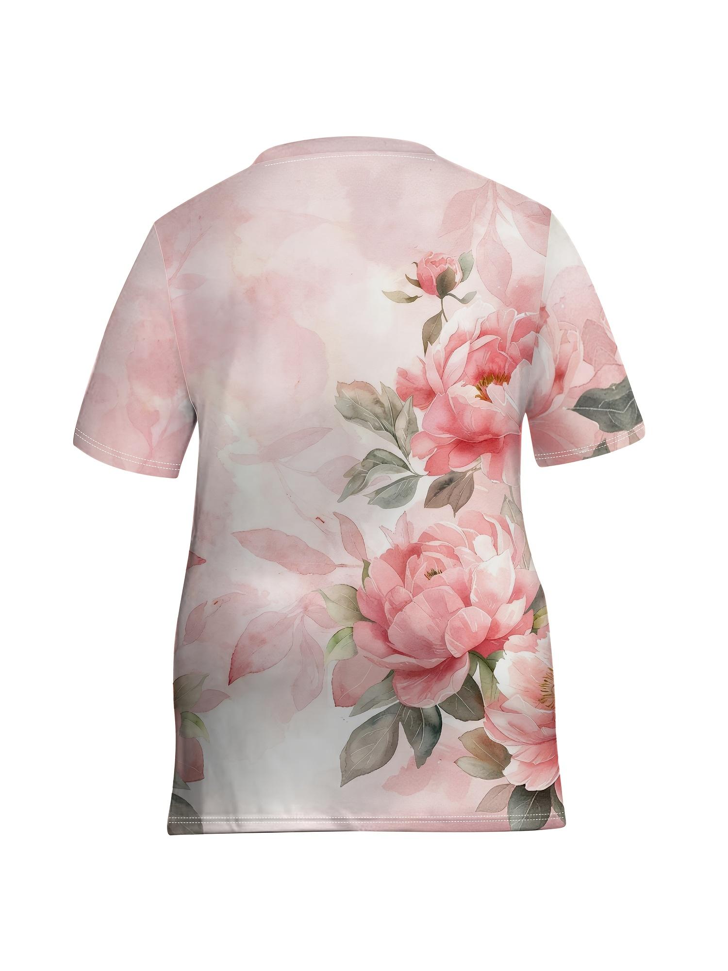 

Short Sleeved. Watercolor Powder Peony Full Printed Side Slit T-shirt. Loose Round Neck Short Sleeved Plus Size Top. Plus Size Women s. Women s Di M дубильна кора