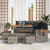 Set de Canapé de Jardin 9 Pièces avec Coussins Gris Poly Rattan Acacia, Ensemble de Salle à Manger 4 Pièces de Jardin 3363183