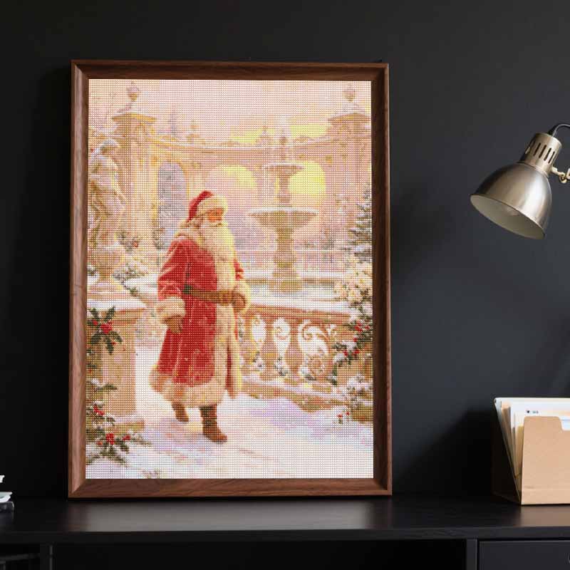 DIY 5D Diamond Painting Canvas Christmas Santa Snowy Winter Full Drill Art Kit Easy Craft for Beginners Home Decor Gift Idea
